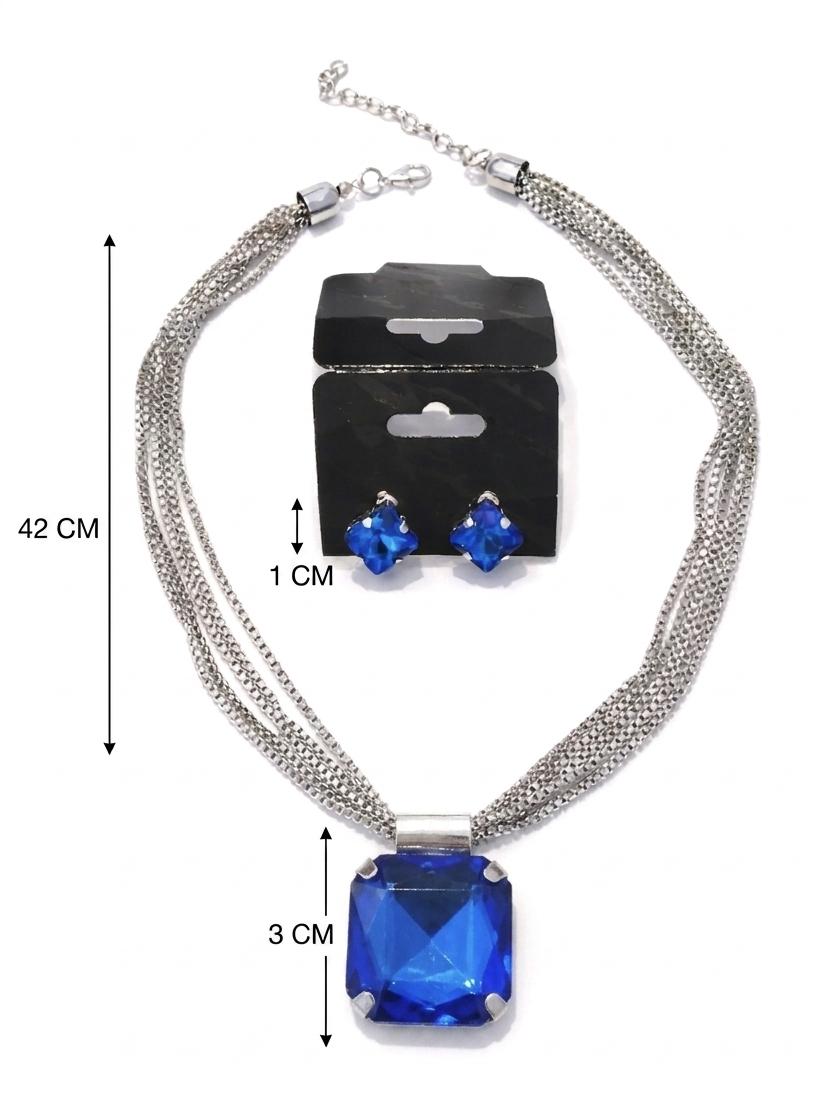 Blue Stone Necklace with Earrings for women- Anti tarnish jewelry,Gift for her