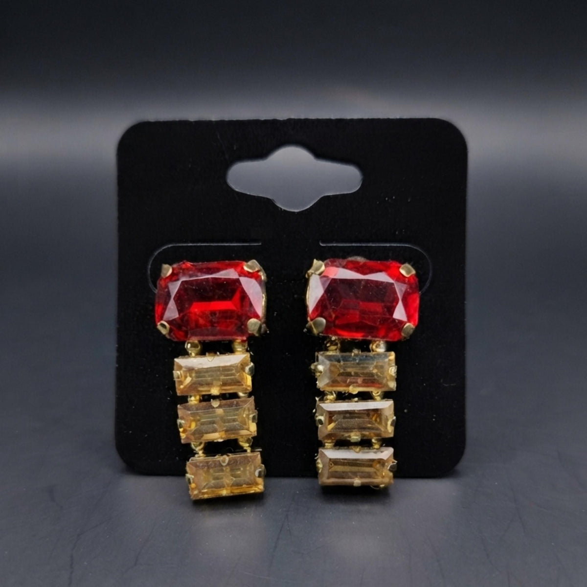 Anti Tarnish Ruby Red Statement Necklace Earrings Set For women