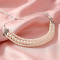Multi Layer Pearl Choker Necklace, Vintage Bridal Statement Jewelry, Wedding Accessory