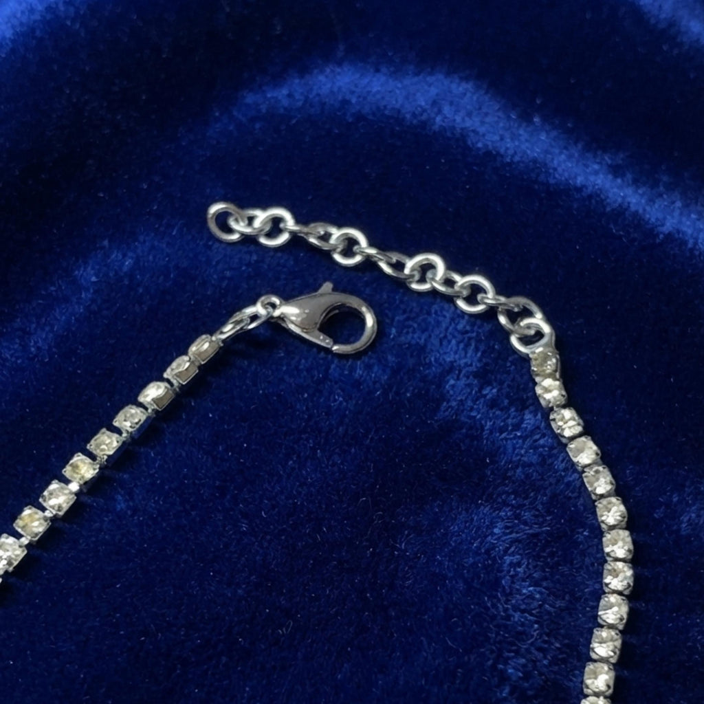 Pear Drop Bow Pendant Necklace | Anti Tarnish Silver-Tone CZ Crystal Necklace