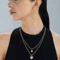 Anti Tarnish Layered Heart Pearl Necklace for Women | Gold Plated Double Layer Chain Necklace