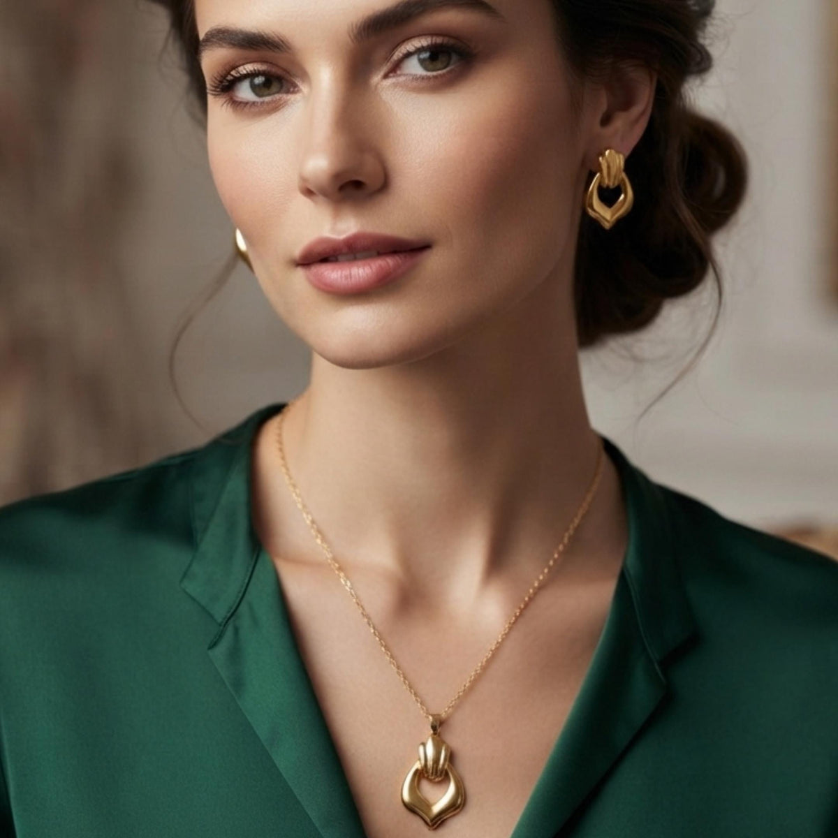 Anti Tarnish Stainless Steel Necklace with Earrings Set |Minimalist Gold Jewellery for women