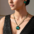 Green Crystal Jewelry|Necklace for women|Gift for her|Anti Tarnish