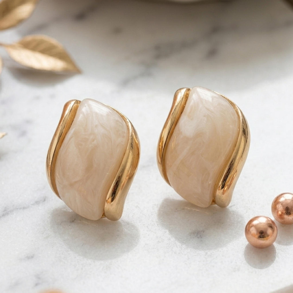 Gold Plated Pink Stone Necklace and Earrings Set | Minimalist Jewelry for Women