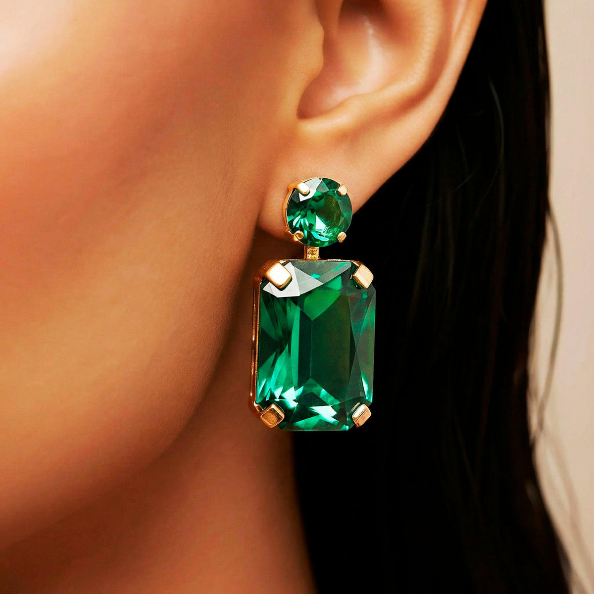 Anti-Tarnish Emerald Green Stone Necklace with  Earring Set | Gold Plated,Jewelry for women