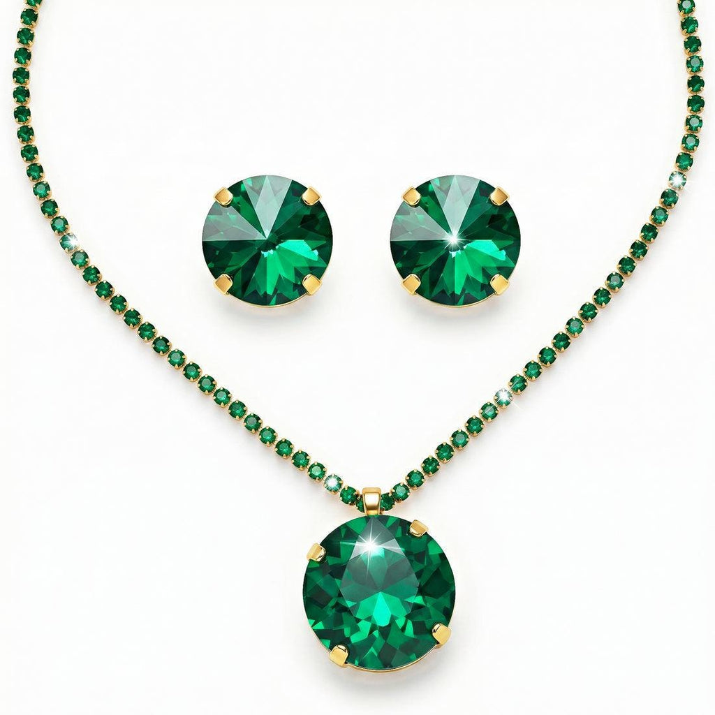 Green Crystal Jewelry|Necklace for women|Gift for her|Anti Tarnish