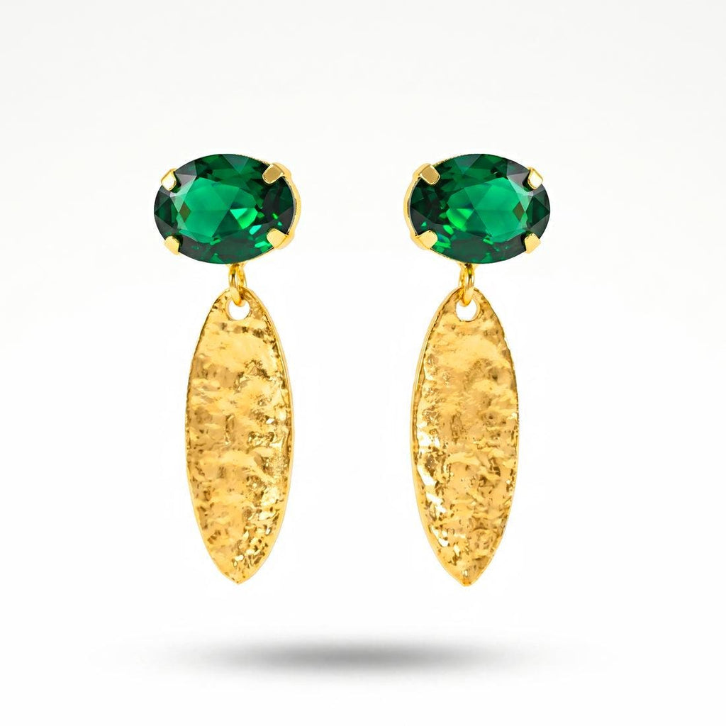 Anti Tarnish Green Statement Drop Earrings With Ring -jewellery for Women