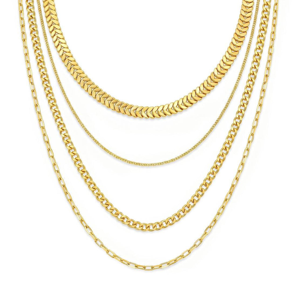 Gold Plated Layered Necklace |  Anti Tarnish chain Jewelery for Gift