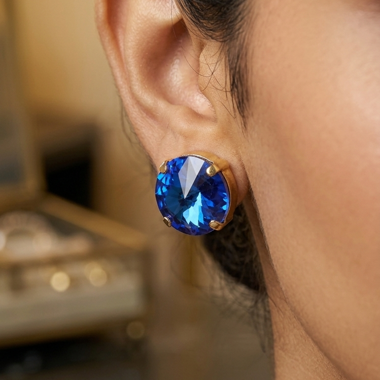 Royal Blue Crystal Anti-Tarnish Necklace & Earrings Set