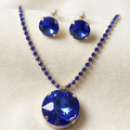 Royal Blue Crystal Anti-Tarnish Necklace & Earrings Set