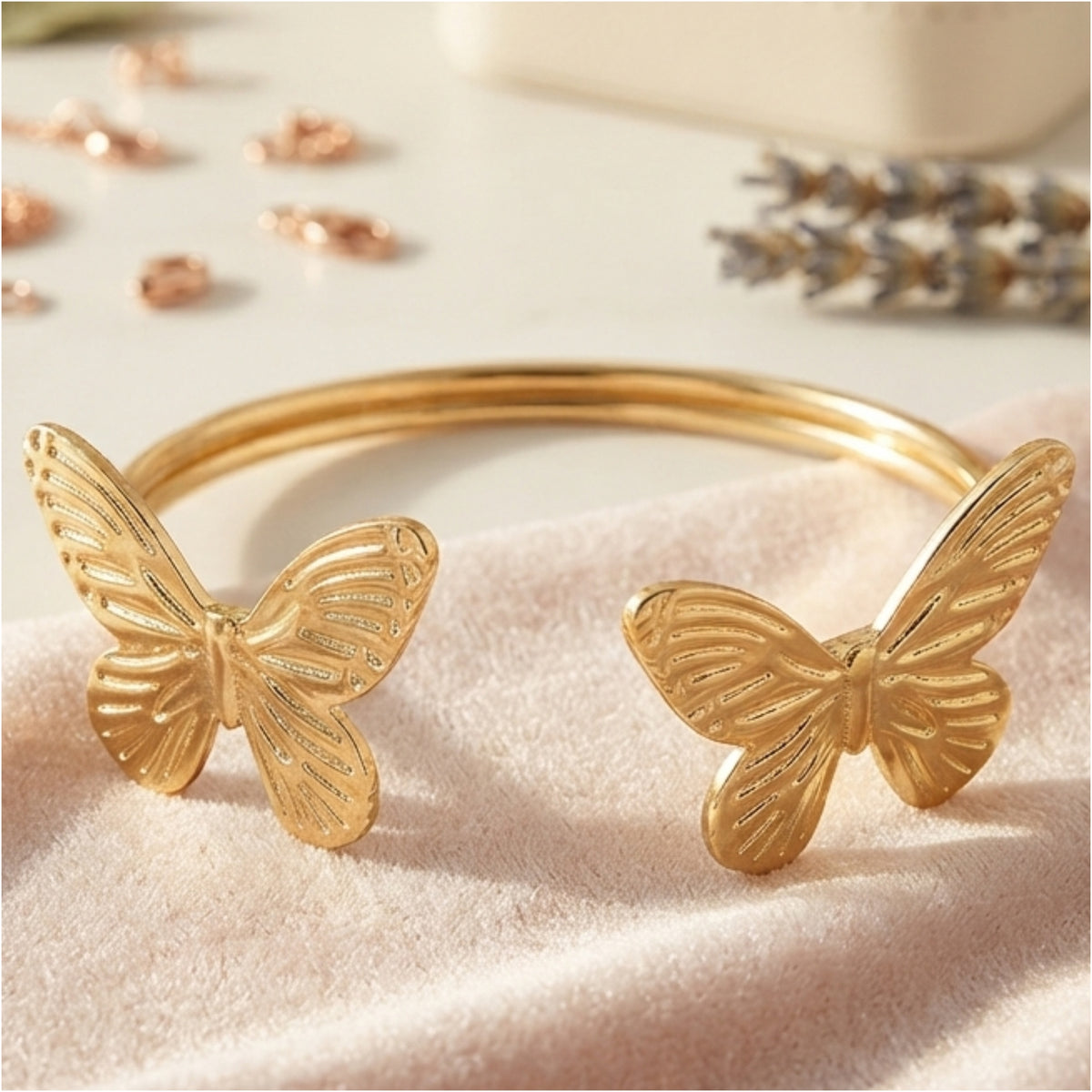 Gold plated Butterfly Jewelry Set, Necklace, Earrings, Bracelet, Ring (Matching Set
