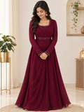 Women’s Maroon Anarkali Gown – Elegant Embroidered Floor Length Ethnic Dress