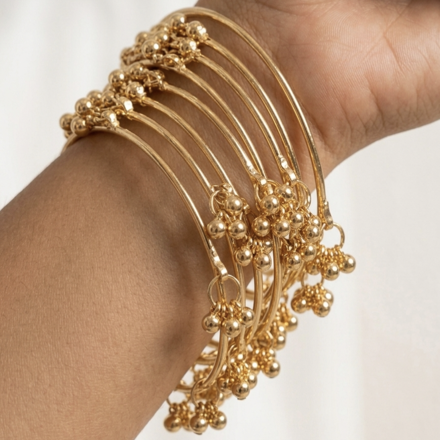 Elegant Gold Kashmiri Style Bangle Set for Women – Traditional Ethnic Bangles