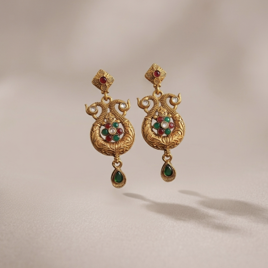 Gold Heritage Necklace Set for Women with Matching Earrings – Traditional Ethnic Jewellery Set