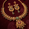 Gold Heritage Necklace Set for Women with Matching Earrings – Traditional Ethnic Jewellery Set