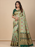 Women’s Green Traditional Saree with Elegant Ethnic Design for Festive & Wedding Wear
