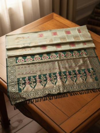 Women’s Green Traditional Saree with Elegant Ethnic Design for Festive & Wedding Wear