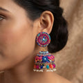 Multicolor Beaded Jhumka Earrings, Boho Indian Festival Jewelry