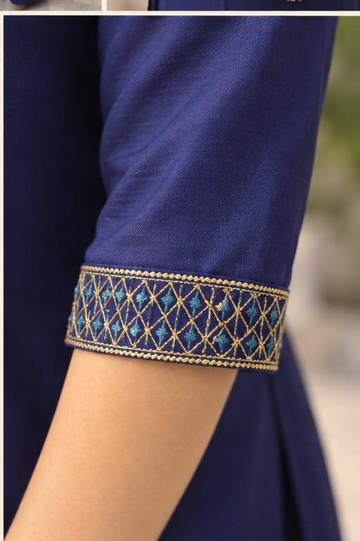 Women’s Ethnic Embroidered Kurta Pant Set | Elegant Printed Kurti Set with Traditional Neck & Sleeve Work