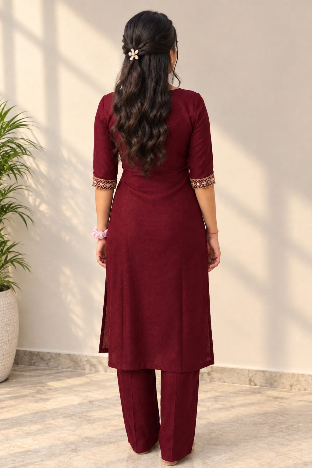 Women’s Ethnic Embroidered Kurta Pant Set | Elegant Printed Kurti Set with Traditional Neck & Sleeve Work