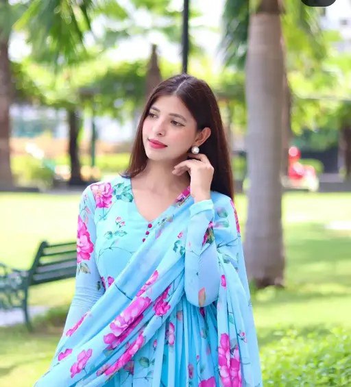 Women’s Floral Printed Gown with Dupatta | Elegant Long Anarkali Dress for Festive & Party Wear