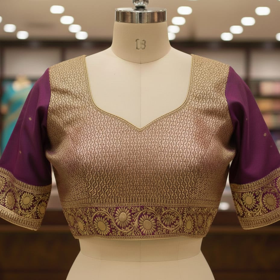 Women’s Traditional Banarasi Silk Saree | Maroon & Golden Zari Woven Saree with Traditional Peacock & Figurine Border