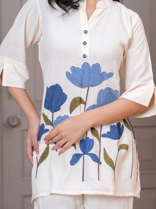 Women’s Printed Co-Ord Set – Floral Printed Kurta & Palazzo Pants Set
