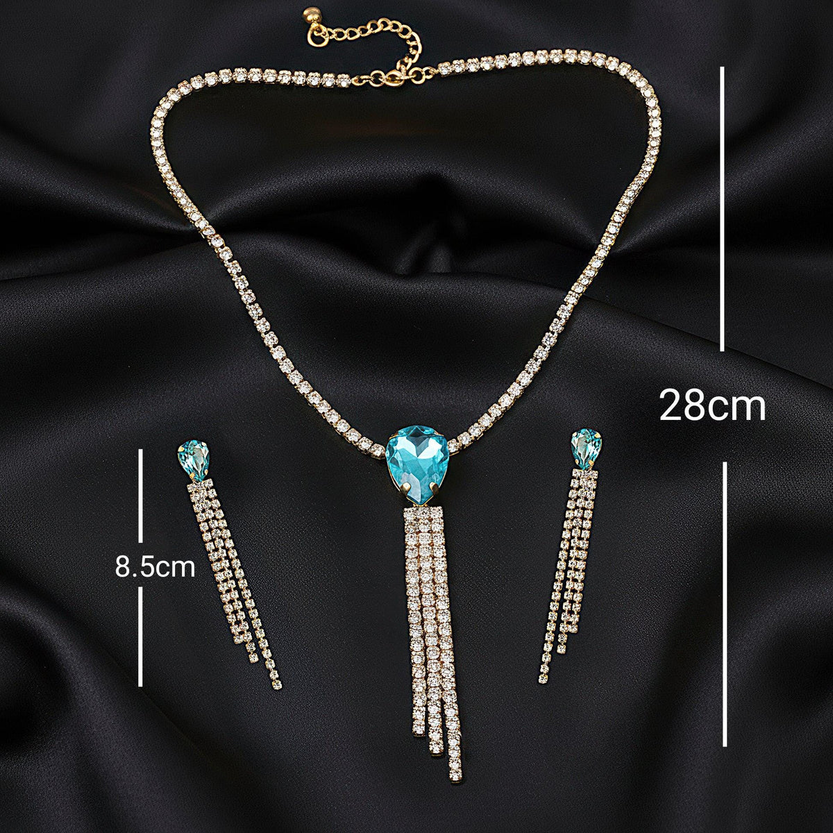 Anti-Tarnish Rhinestone Necklace and Earrings Set | Statement Jewelry for Women