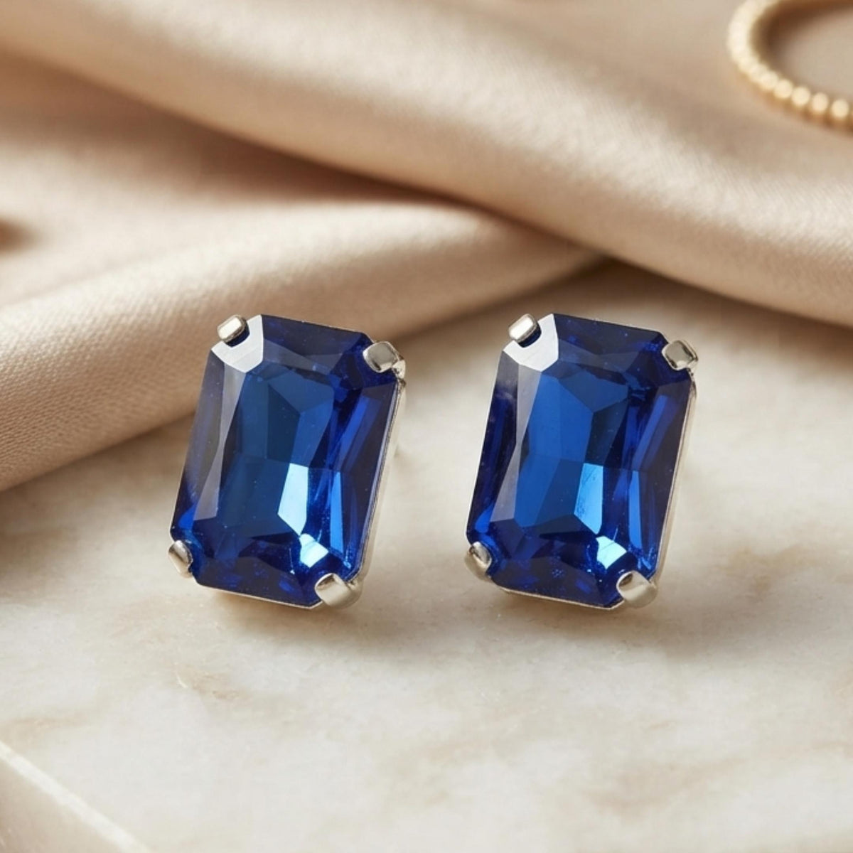 Royal Blue Sapphire  Necklace & Earrings Set for Women | Elegant Party Wear Jewelery