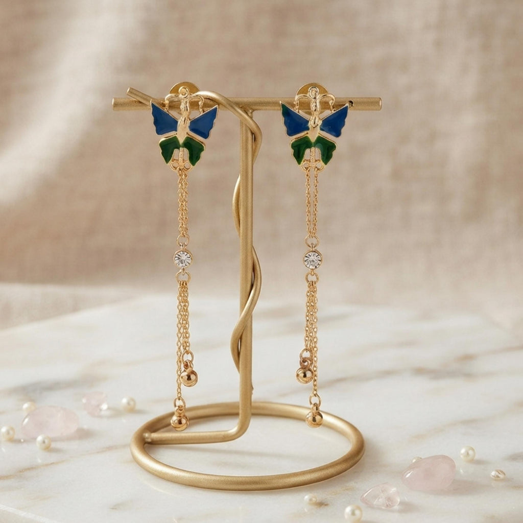 Gold plated Butterfly Anti-tarnish Necklace Set with Earrings for women