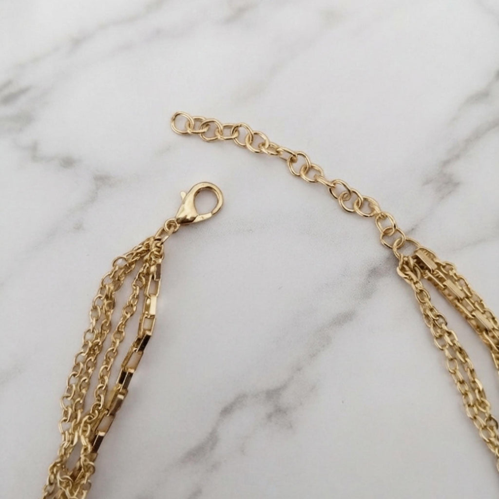 Gold Layered Necklace Stainless Steel Multicolor Crystal,Dainty Everyday Jewelry,Gift for Her