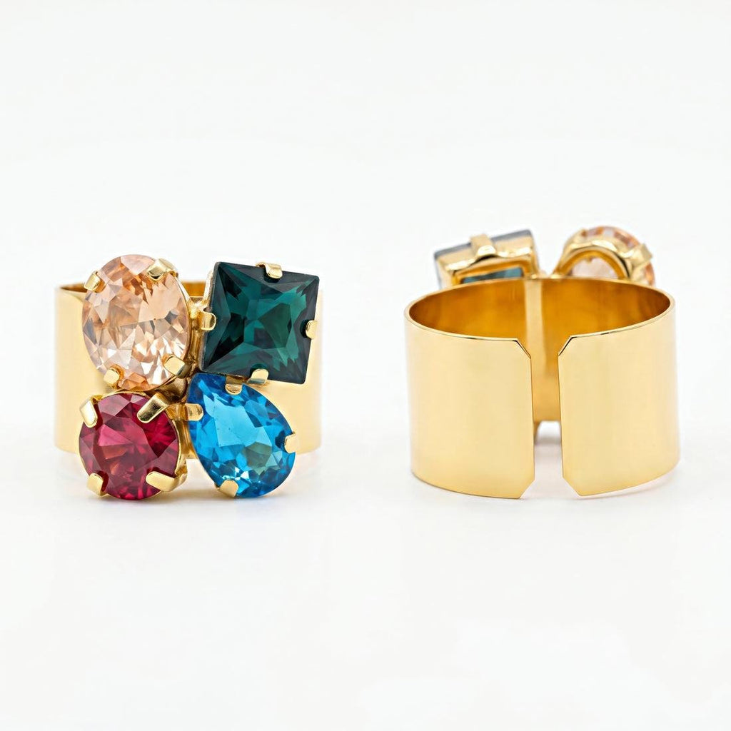 Anti Tarnish Green Statement Drop Earrings With Ring -jewellery for Women