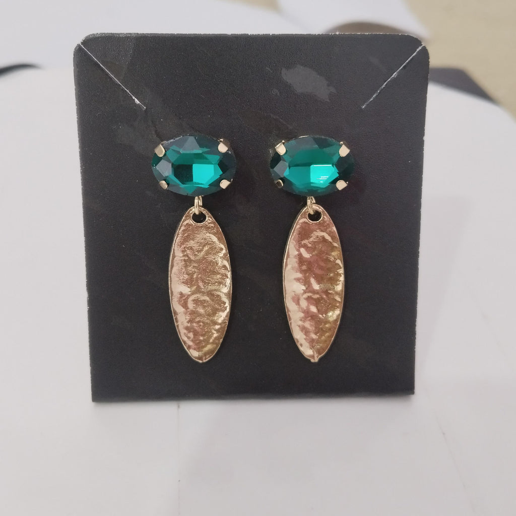 Anti Tarnish Green Statement Drop Earrings With Ring -jewellery for Women