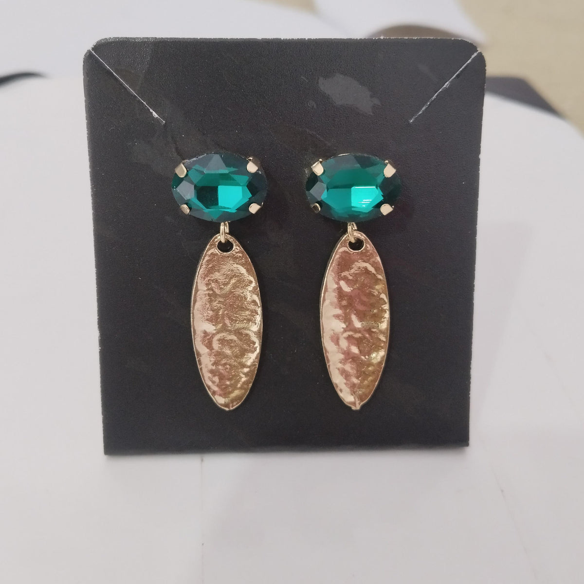 Anti Tarnish Green Statement Drop Earrings With Ring -jewellery for Women