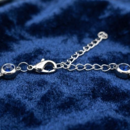 Blue Diamond Tennis Necklace and Earrings Set for women Silver-Tone Bridal Jewelry