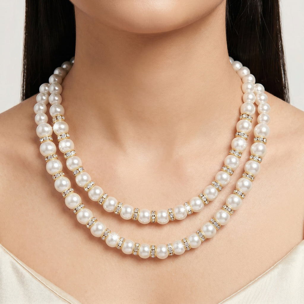 Elegant Pearl Necklace & Earrings Set – Anti-Tarnish Jewellery