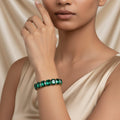 Anti-Tarnish Green Emerald Stone Bracelet for Women | Gold-Tone Statement Bracelet